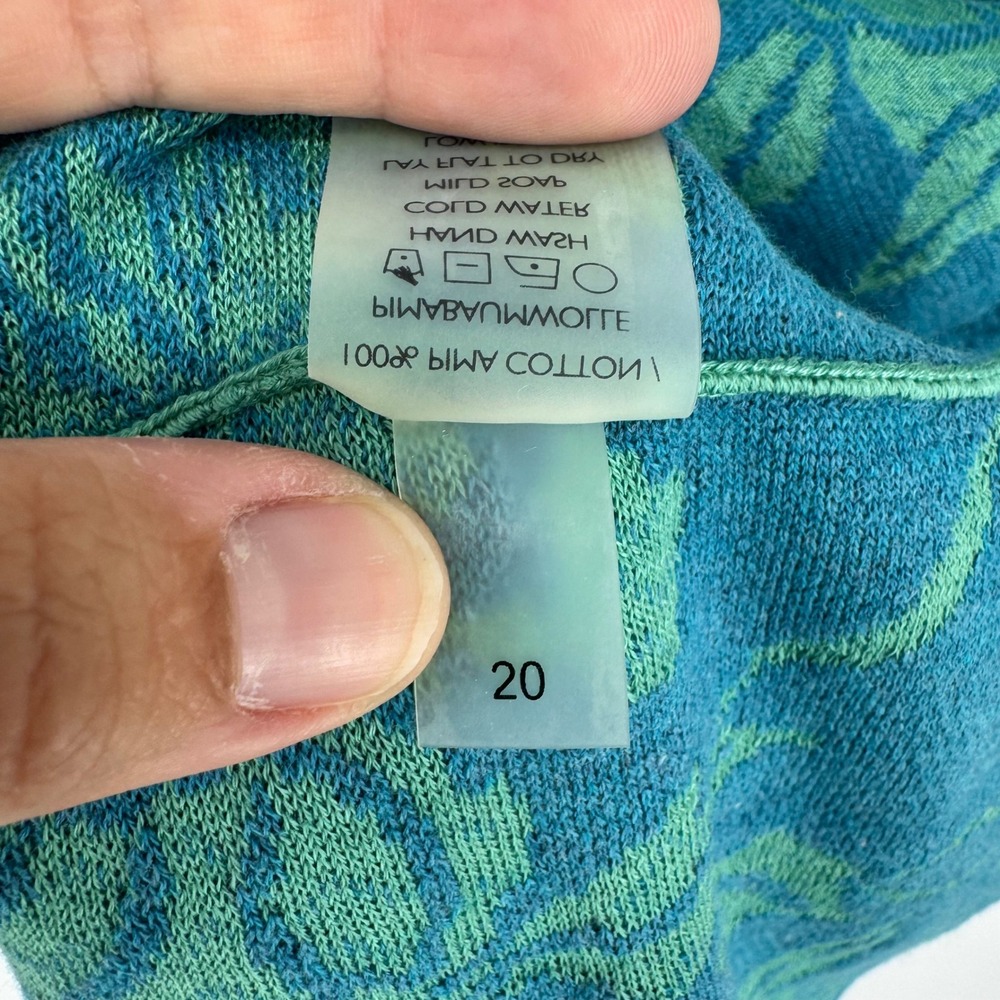Peruvian Connection Pima Cotton Le Midi Dress Floral Sleeveless Mint/Teal Size M - Picture 7 of 7